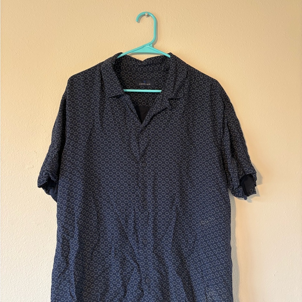 Men's Dark Blue Patterned Casual Shirt